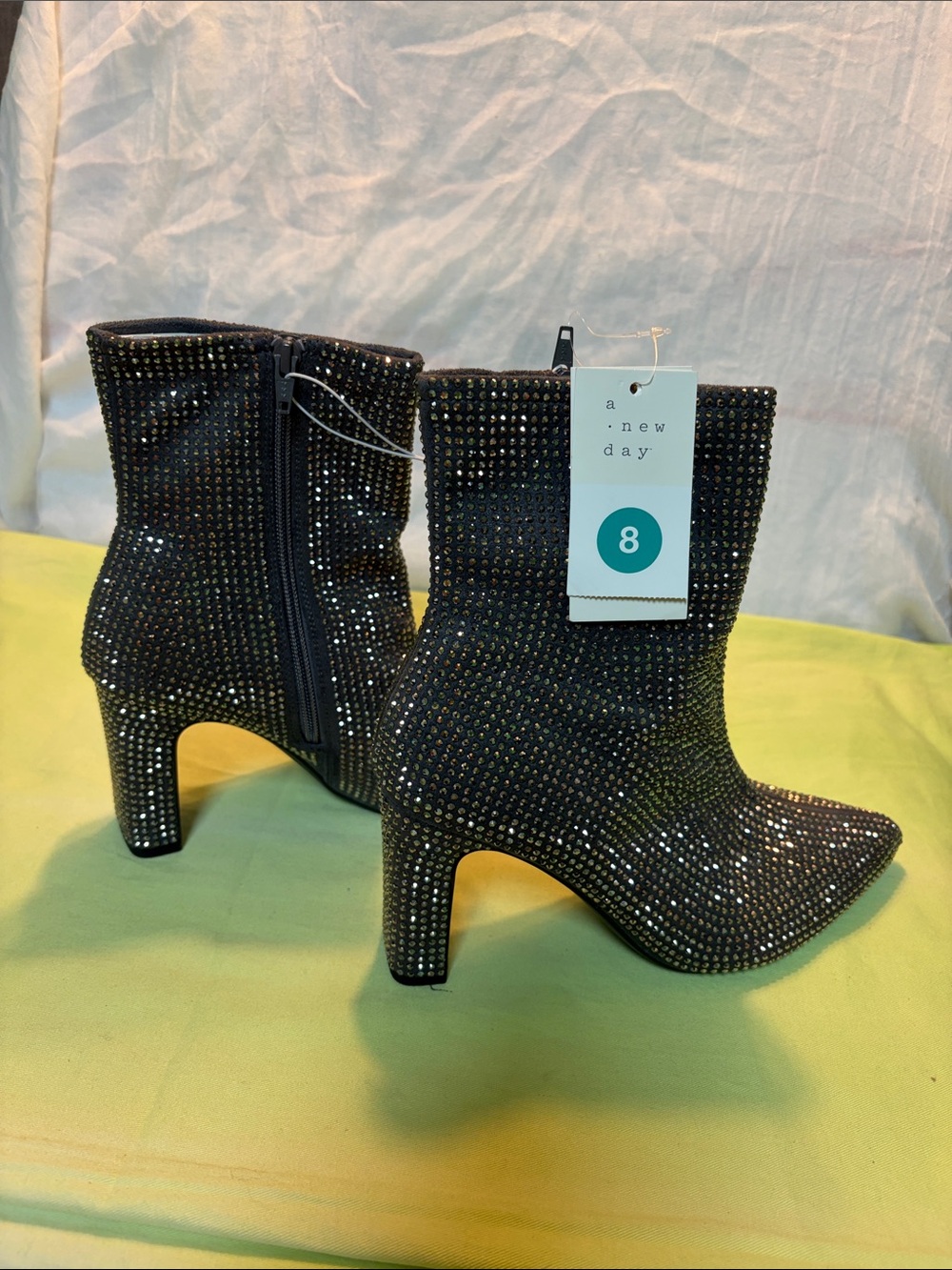 a new day Black Rhinestone Ankle Boots